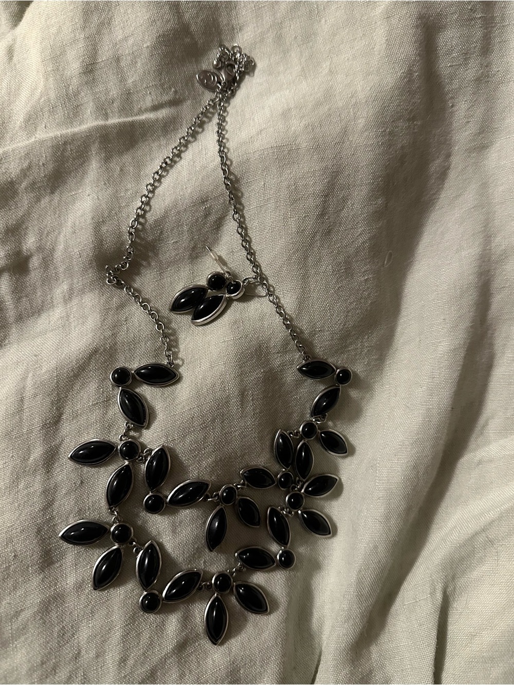 Women's Black Statement Necklace and Earrings Set